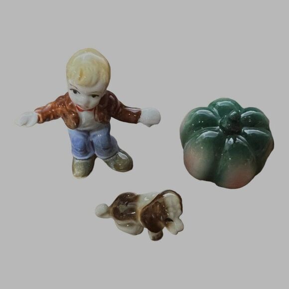Nursery Rhyme Bone China Miniature Peter Pumpkin Eater Figurine Japan Lefton